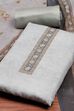Peach Chanderi  Neck Patti Unstitched Suit Set image number 1