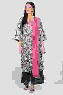 Navy Blue Cotton Straight Kurta Palazzo Suit Set image number 2