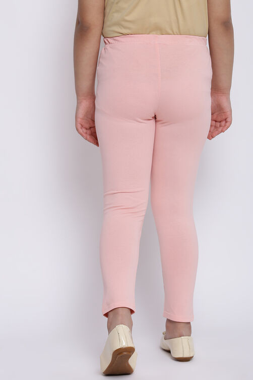 Peach Cotton Lycra Solid Leggings image number 4