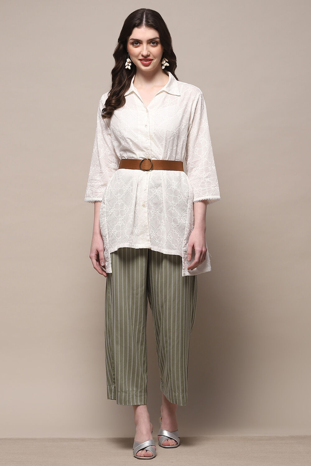 Mustard Cotton Straight Palazzo image number 5