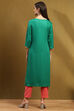 Green Straight Rayon Kurta image number 3