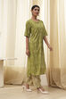 Black and Beige Printed Straight Kurta Set image number 0
