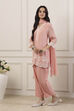 Peach Silk Chanderi Embroidered Straight Suit Set image number 4
