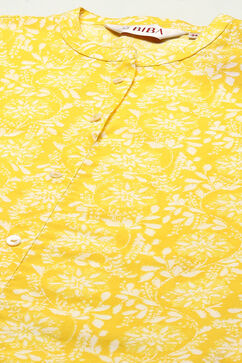 Yellow Cotton Straight Kurta Palazzo Suit Set image number 1