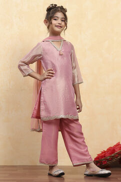 Pink Tissue Dyed A-Line Suit Set image number 0