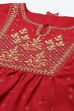 Red Art Silk A-Line Kurta Slim Pant Suit Set image number 1