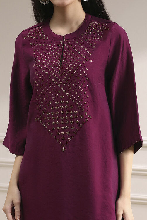 Berry Dyed Straight Kurta image number 1
