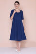 Mustard Cotton A-line Flax Solid Kurta Dress image number 1