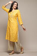 Yellow Rayon Straight Kurta Palazzo Suit Set