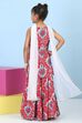 Red Cotton Printed Straight Suit Set image number 5
