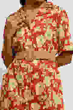 Rust Pure Cotton Floral Printed Straight Dress image number 1