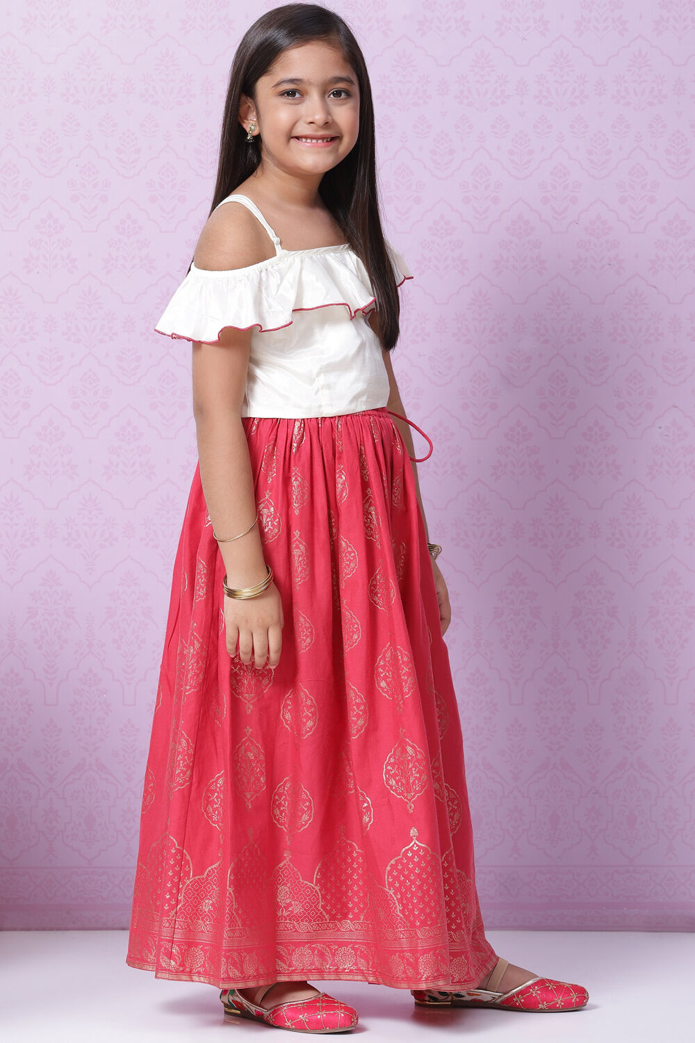 Berry Red Viscose Lehenga Set image number 5