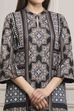 Black Polyester Printed Straight Kurta Pants Set image number 1
