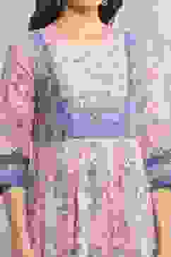 Blue Cotton Printed Anarkali Suit Set image number 1