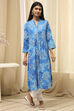 Blue Floral Printed Straight Kurta image number 5