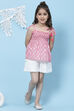 Off White Pink Cotton Smocking Printed Top image number 5