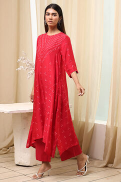 Red Shantoon Asymmetric Suit Set image number 3