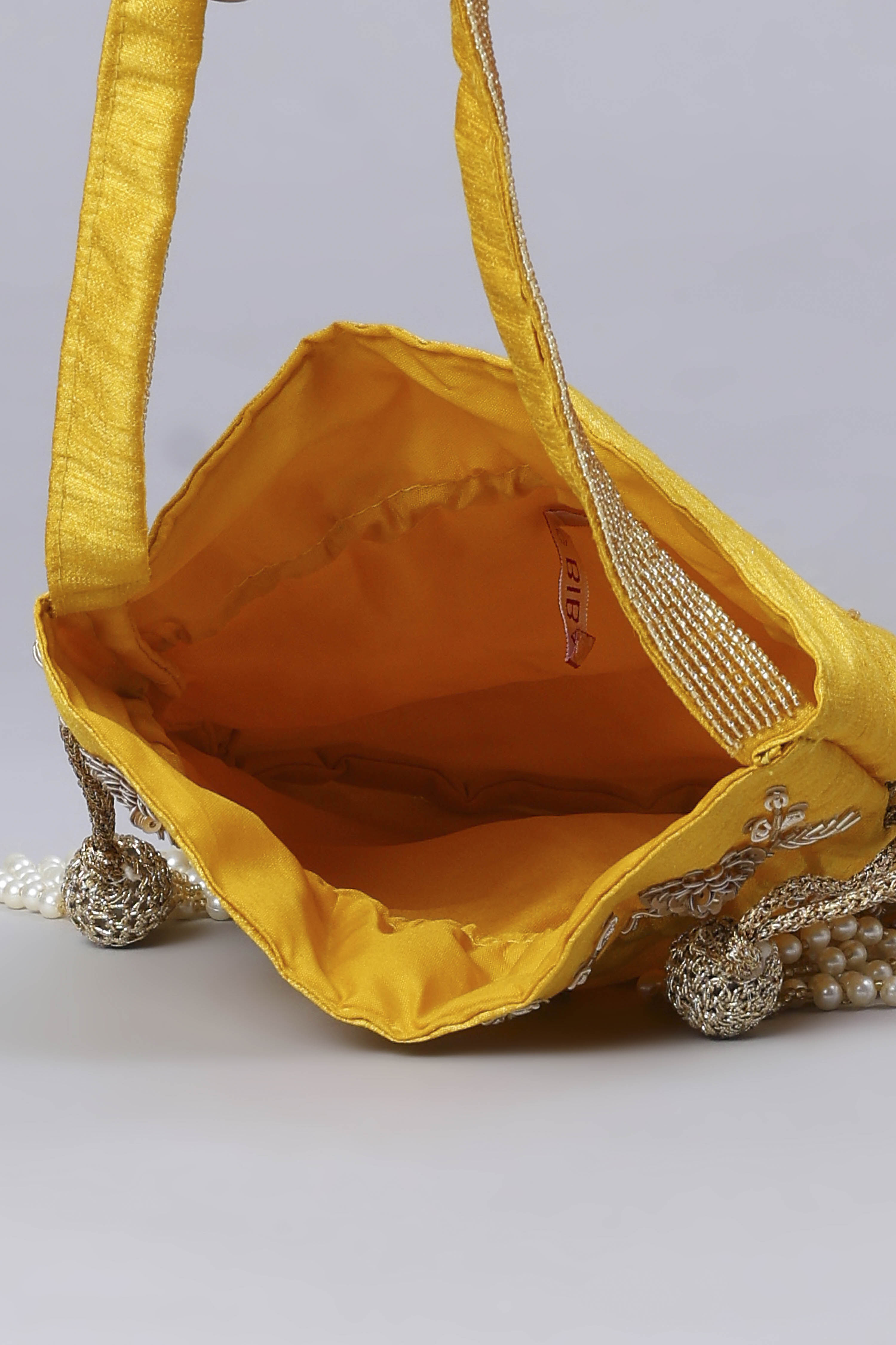 Mustard Fabric Potli Bag image number 5