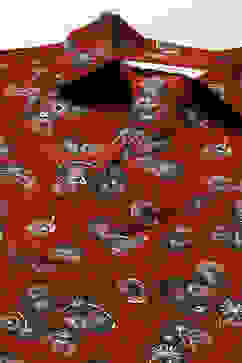 Burnt Orange Poly Viscose Straight Printed Top image number 1