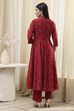 Navy Blue Printed Angrakha Style Anarkali Suit Set image number 4
