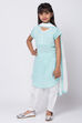 Turquoise Cotton Chikankari Kurta Salwar Suit Set image number 2
