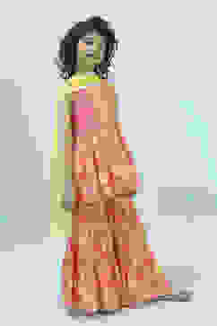 Pink Cotton Printed Gathered Suit Set image number 5