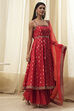 Red Yarn-Dyed Strappy Anarkali Suit Set image number 5