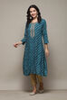 Turquoise Bandhani Printed Straight Kurta