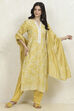 Yellow Modal Machine Embroidered Unstitched Suit Set image number 1