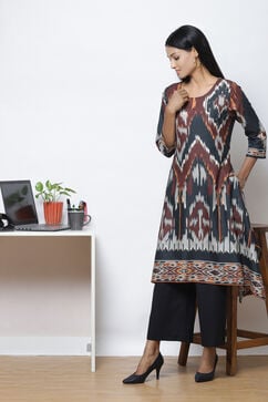 Brown LIVA Flared Fusion Dress image number 3