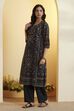 Black Cotton Straight Kurta image number 2