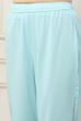 Sky Blue Cotton Floral Embroidered Straight Suit Set image number 2