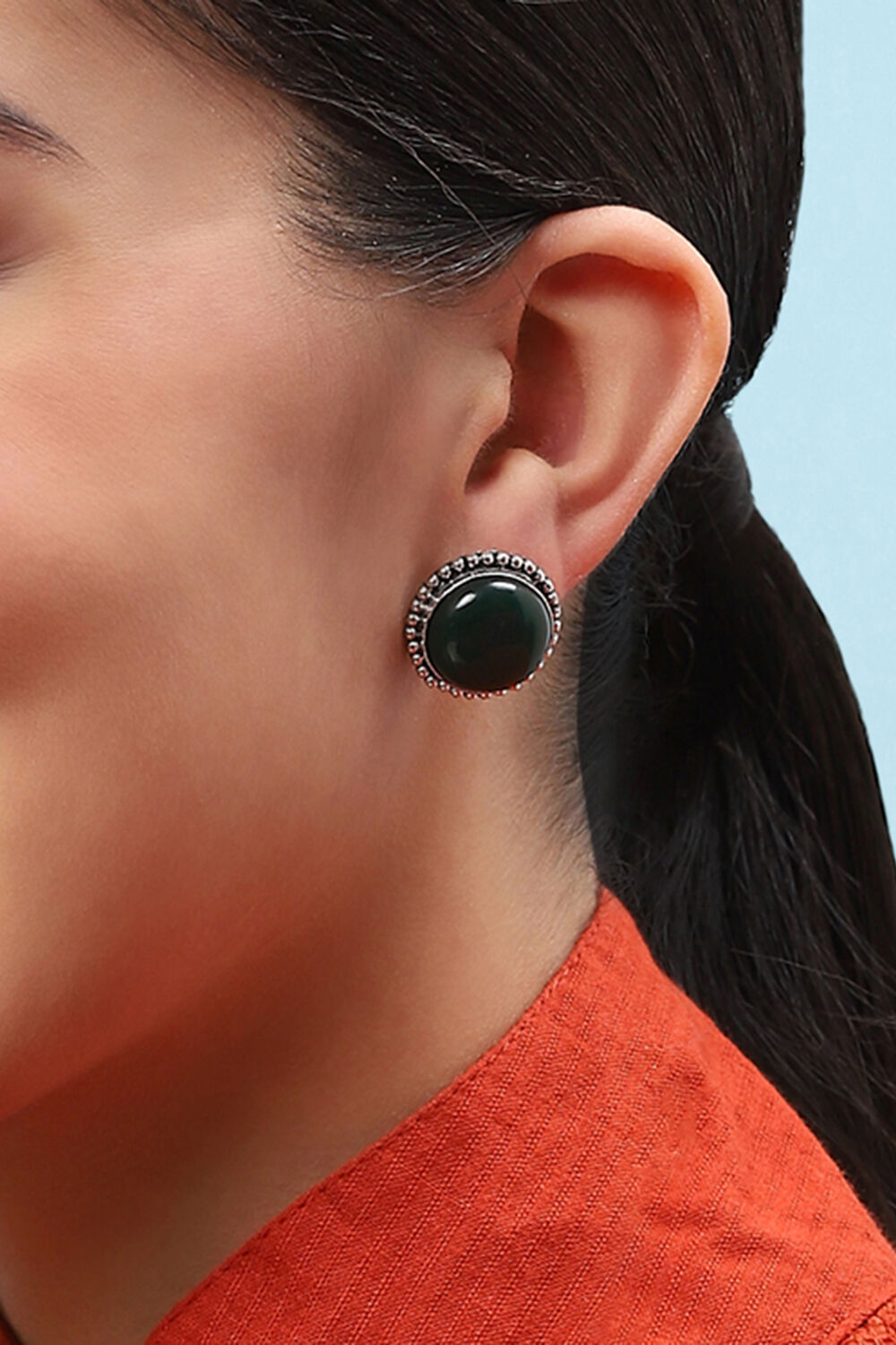 Green Brass Earrings image number 3