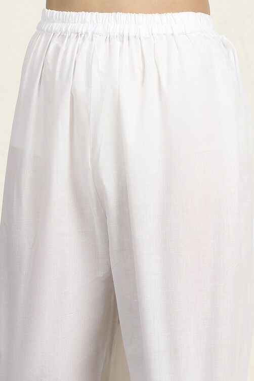 White-Blue Cotton Unstitched Suit Set image number 3
