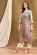 Green LIVA Straight Printed Kurta image number 2