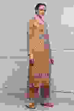 Mustard Blended Printed Straight Kurta Pants Set image number 5