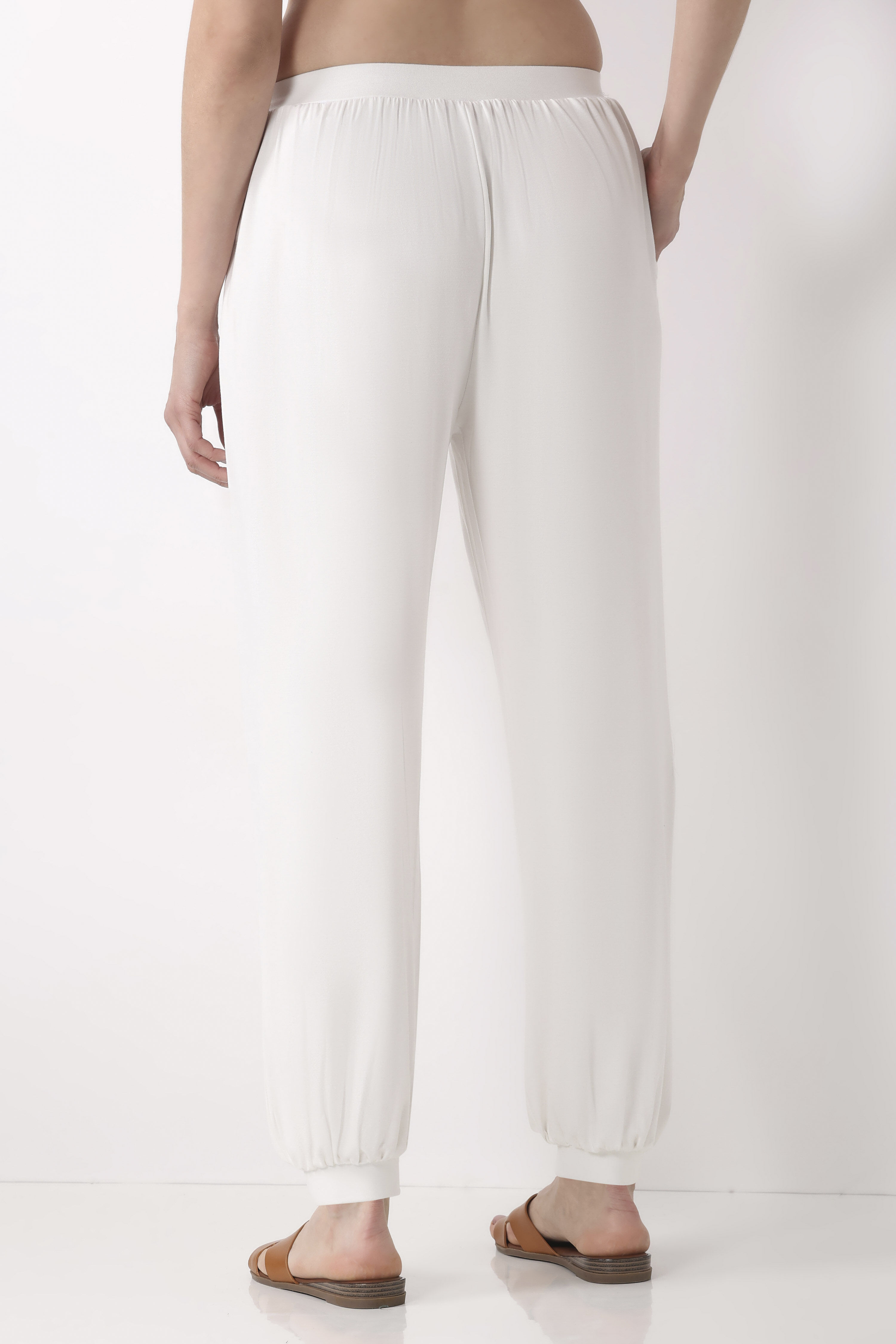 White Viscose Lycra Harem Pants image number 5