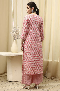 Coral Cotton Printed Embroidered Unstitched Suit Set image number 5