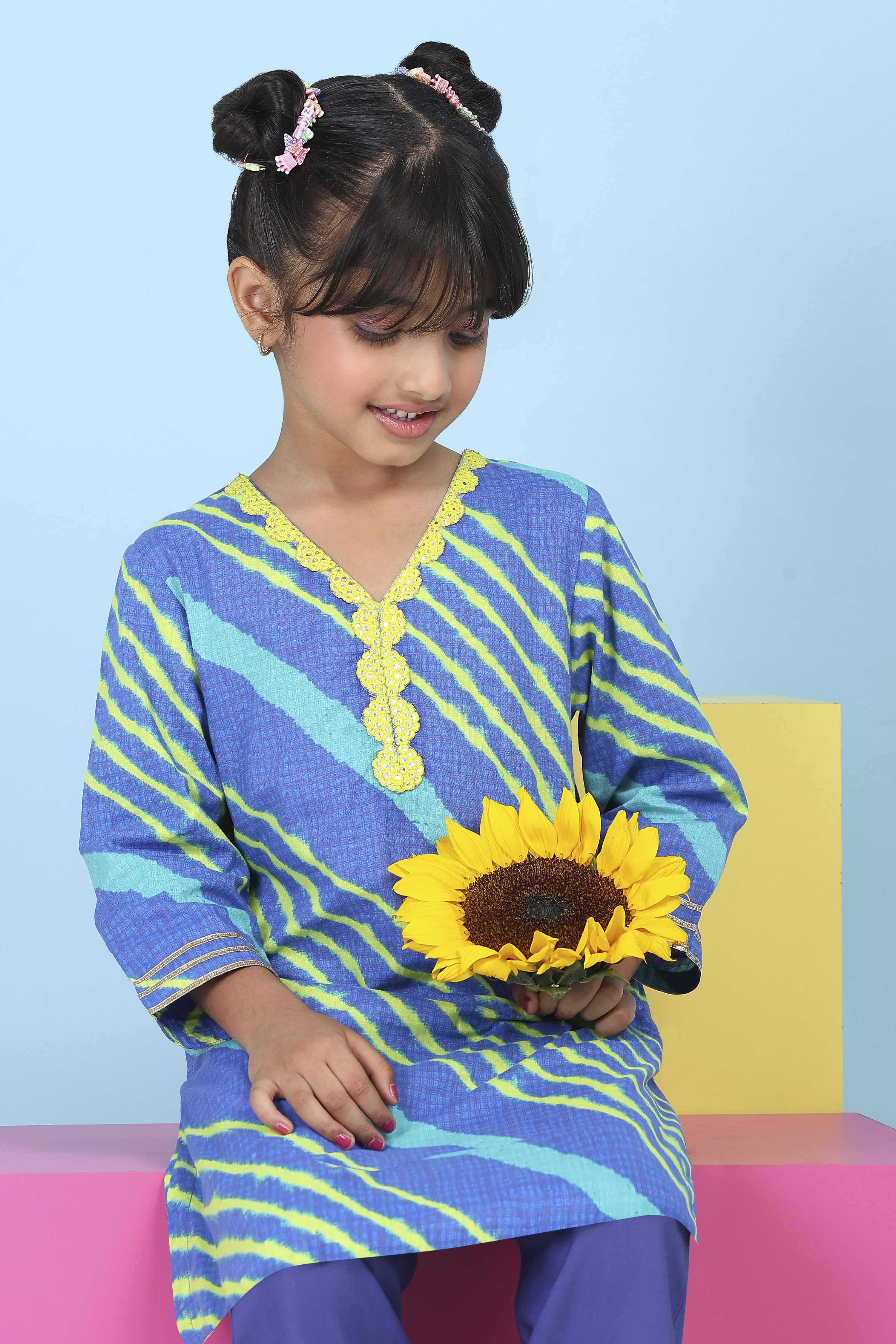 Blue Cotton Printed Straight Suit Set image number 8