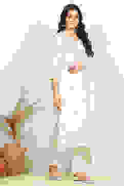 White Silk Blend Unstitched Suit Set image number 6