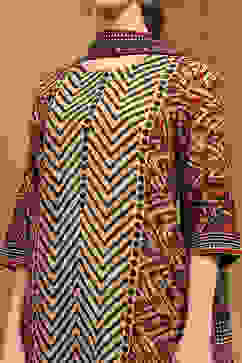 Beige and Black Modal Printed Straight Suit Set image number 6