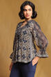 Blue Georgette Printed Gathered Indie Top image number 2