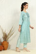Blue Tussar Printed Unstitched Suit Set image number 3