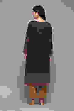 Navy Poly Cotton Straight Yarndyed Kurta image number 3