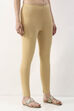 Maroon Cotton Lycra Solid Fitted Cropped Leggings image number 3