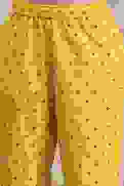 Yellow Cotton Printed A-Line Suit Set image number 2