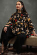 Black Silk Chanderi Floral Printed Gathered Co-ord Set image number 0