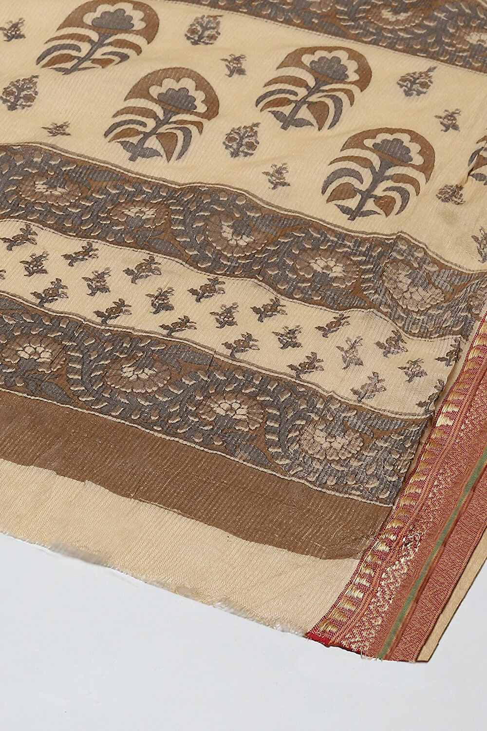 Coffee Brown Cotton Machine Embroidered Unstitched Suit Set image number 4