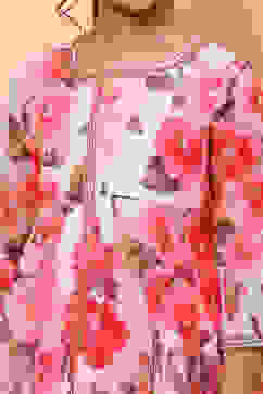 White and Pink Floral Printed Flared Festive Suit Set image number 1