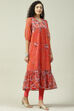 Coral Viscose Flared Kurta Set image number 5